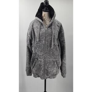 Ecko UNLTD Vintage zipper Y2K hoodie Gray Size Large Streetwear Waffle thermal